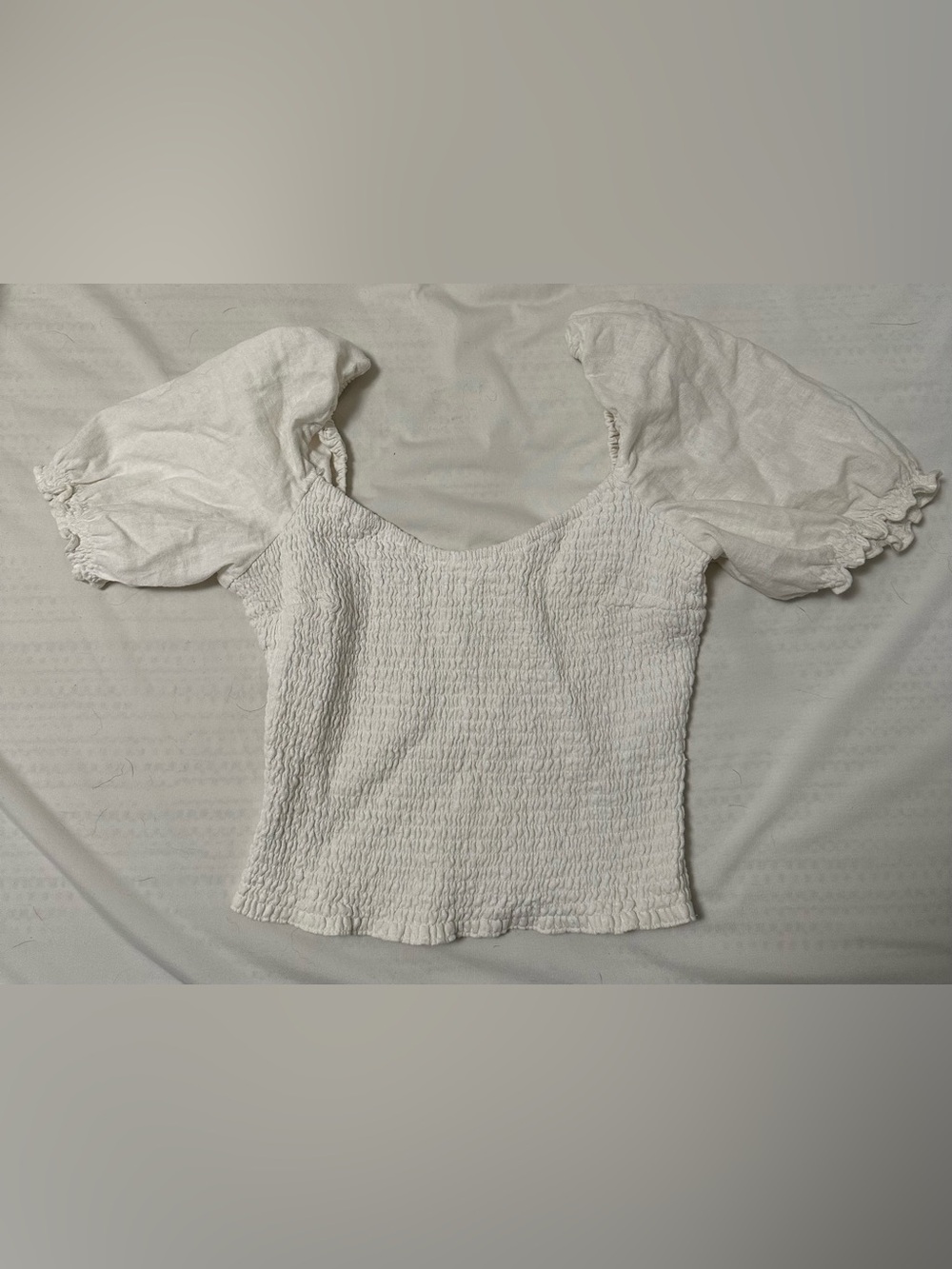 Abercrombie & Fitch White Puff Sleeve Women's Top size S